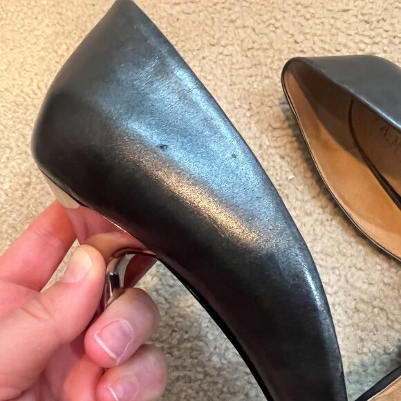 L.A.M.B. Trina D'Orsay Pump Black Leather/Suede/Chrome Heel women’s size 8 - Picture 9 of 11